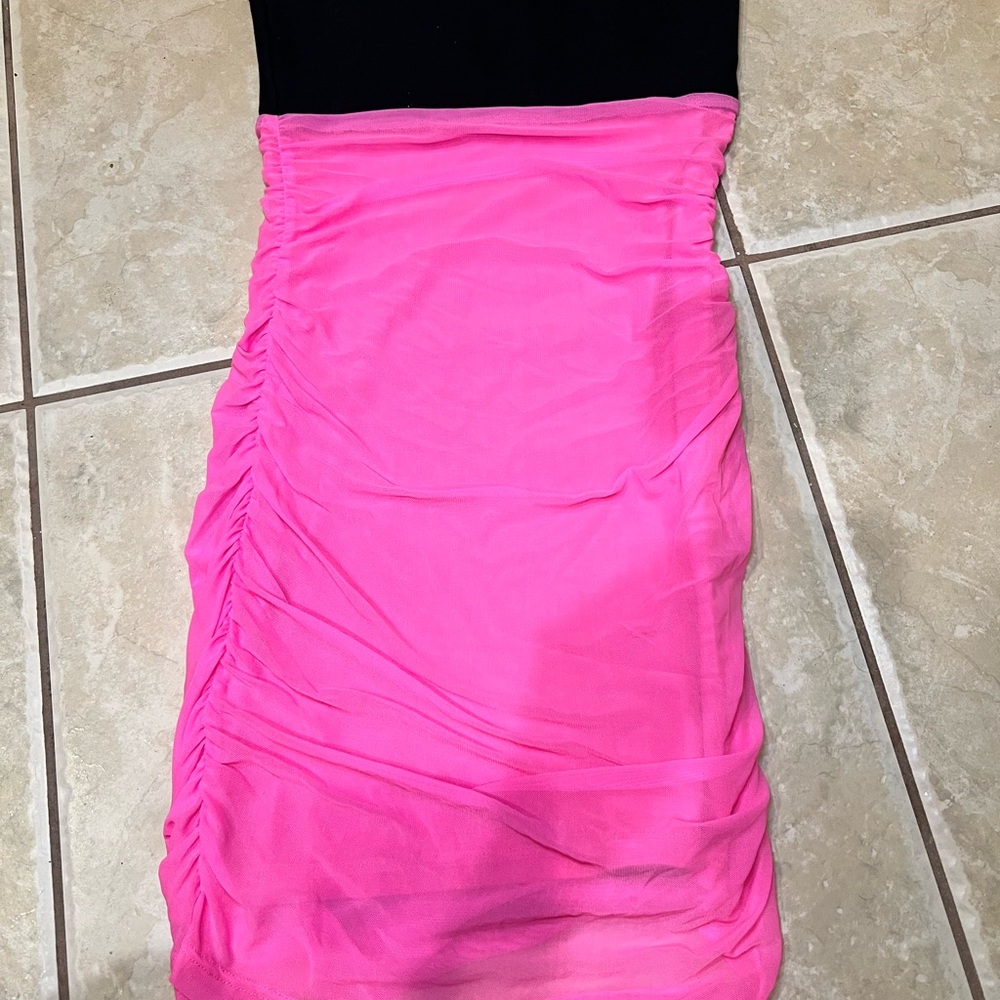 superdown Strapless Hot Pink Ruched Bodycon Dress